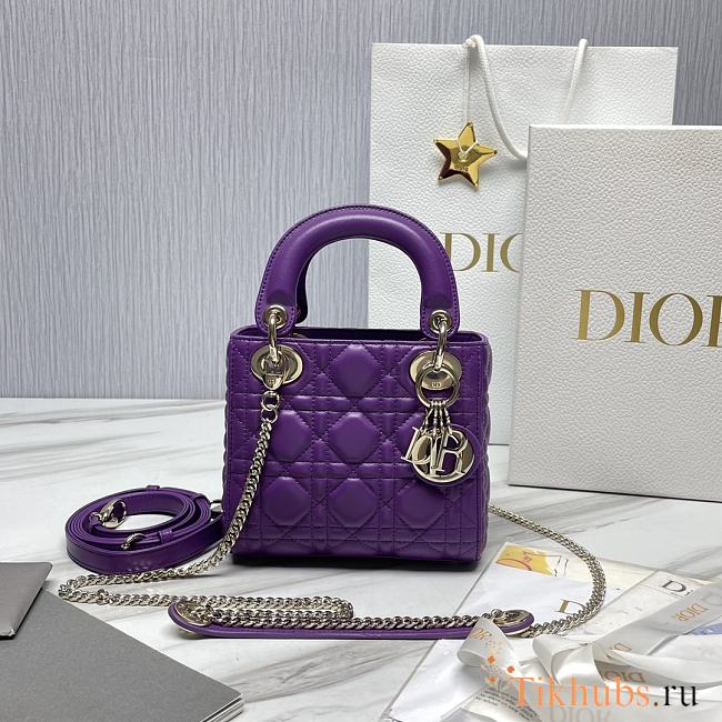 Dior Mini Lady Bag Purple Cannage 17 x 15 x 7 cm - 1