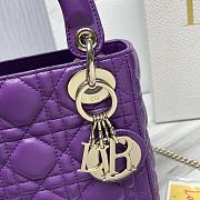 Dior Mini Lady Bag Purple Cannage 17 x 15 x 7 cm - 3