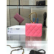 Chanel Jewel Hook Card Holder Pink 9x11cm - 3