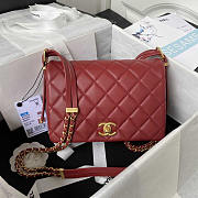 Chanel Small Folding Bag Lambskin Dark Red Gold 15 × 21.5 × 7 cm - 1