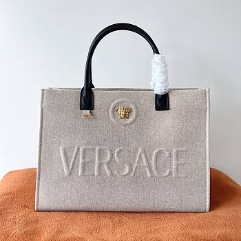 Versace La Medusa Canvas Large Tote Bag Beige 40x16x29cm