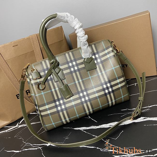 Burberry Check Medium Bowling Bag Green 30 x 15 x 21cm - 1