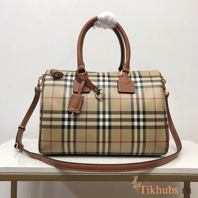 Burberry Check Medium Bowling Bag Archive Beige 30 x 15 x 21cm - 1