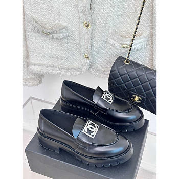 Chanel Moccasins Calfskin & Metal Black