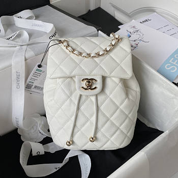 Chanel Backpack White Caviar Gold 23x18x10cm