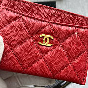 Chanel Card Holder Caviar Red Gold 11x7.5x0.5 - 2