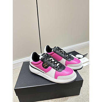 Chanel Sneakers Lambskin Suede Calfskin Dark Pink, Gray & Black