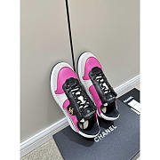 Chanel Sneakers Lambskin Suede Calfskin Dark Pink, Gray & Black - 4