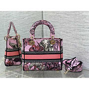 Dior Medium Lady D-Lite Bag Pink Multicolor Toile de Jouy 24cm - 3