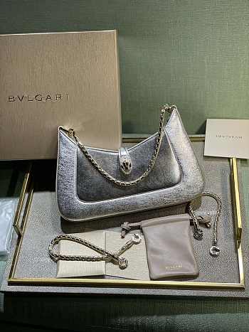 BVLGARI Serpenti Baia Shoulder Bag Silver 27.5 x 18 x 4.5 cm