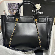 Chanel Small Tote Calfskin & Gold-Tone Metal Black 24x39x17cm - 4