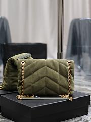 YSL Small Puffer Toy Suede Shoulder Bag Green 29x17x11cm - 5