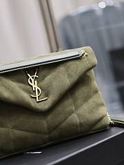 YSL Small Puffer Toy Suede Shoulder Bag Green 29x17x11cm - 4