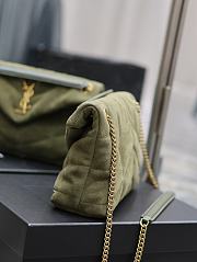 YSL Small Puffer Toy Suede Shoulder Bag Green 29x17x11cm - 3