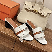 Hermes Gigi 50 Sandals White And Brown Heels 5cm - 1