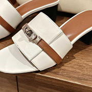 Hermes Gigi 50 Sandals White And Brown Heels 5cm - 5