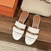 Hermes Gigi 50 Sandals White And Brown Heels 5cm - 3