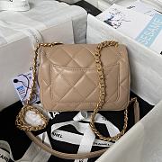 Chanel Mini Flap Crossbody Bag Lambskin Apricot 13x17x6cm - 4