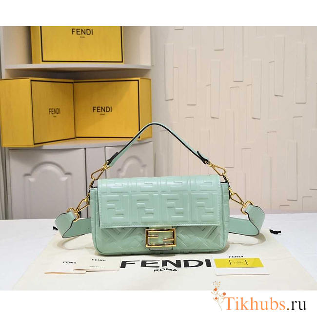 Fendi Baguette Nappa Leather Bag Mint Green 27x15x6cm - 1