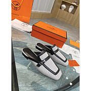 Hermes Groupie Mules Black And White - 1