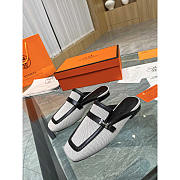 Hermes Groupie Mules Black And White - 4