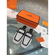 Hermes Groupie Mules Black And White - 2