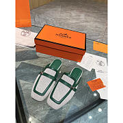 Hermes Groupie Mules Green And White - 1