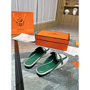 Hermes Groupie Mules Green And White - 4