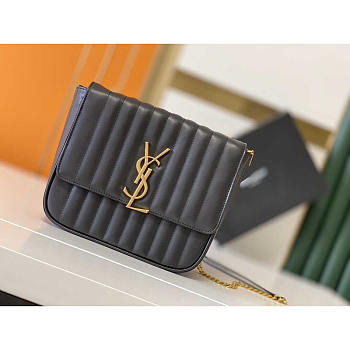 YSL Black Vicky Monogram Shoulder Bag 25x22.5x6.5cm