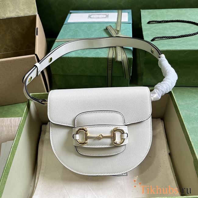 Gucci Horsebit 1955 Mini Rounded Bag White 18x17x6.5cm - 1