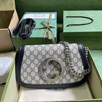 Gucci Blondie Shoulder Bag Blue Beige 28x16x4cm