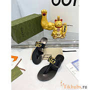 Gucci GG Leather Slide Black - 2