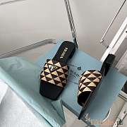 Prada Embroidered Fabric Slides Black Beige - 4