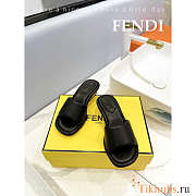 Fendi Baguette Nappa Leather Slides Black - 4