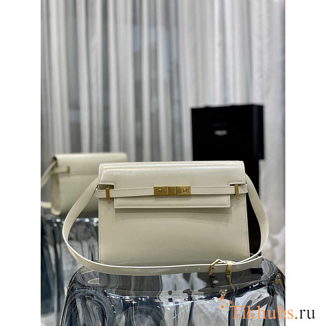 YSL Manhattan Leather Shoulder Bag White 29x20.5x7cm - 1