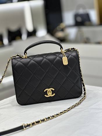 Chanel Top Handle Black Caviar Gold 21x9x15cm