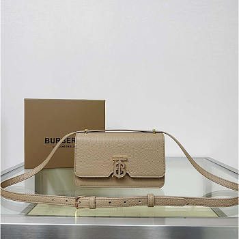 Burberry Mini TB Monogram Lock Bag Beige 20x5.5x12.5cm