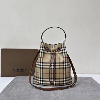 Burberry Small TB Bucket Bag Archive Beige Heather Brown 16x26x26cm