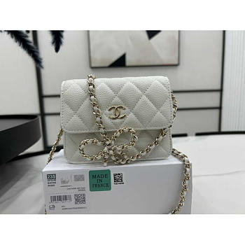 Chanel Mini Flap Caviar White 13x5x10cm