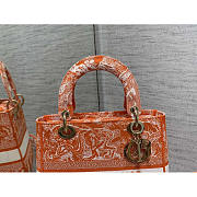 Dior Medium Lady D-Lite Bag Embroidery Orange 24cm - 6