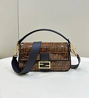 Fendi Baguette Brown FF Jacquard Sequins 27x15x6cm - 1