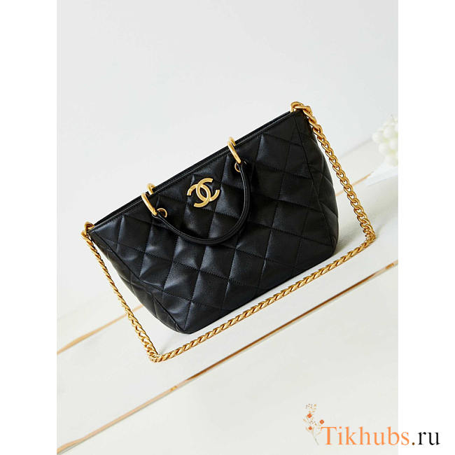 Chanel Quilted Lambskin Bag Black 22x19x17cm - 1