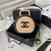 Chanel Vanity Case Beech Wood Leather Black And Beige 17x21cm - 1