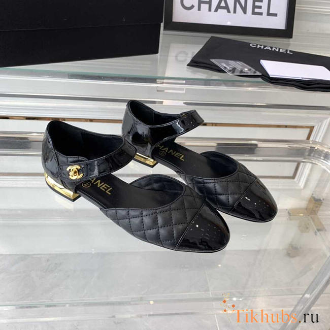 Chanel Mary Janes Patent Calfskin And Lambskin Black - 1