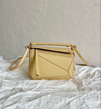 Loewe Light Yellow Puzzle Mini Shoulder Bag 18x12x8cm