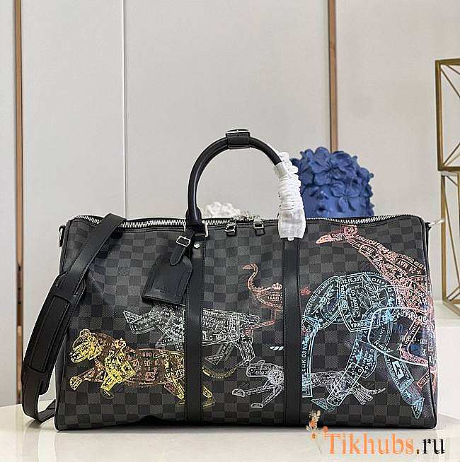 Louis Vuitton LV Keepall 50B Damier Graphite Stamps 50x29x23cm - 1