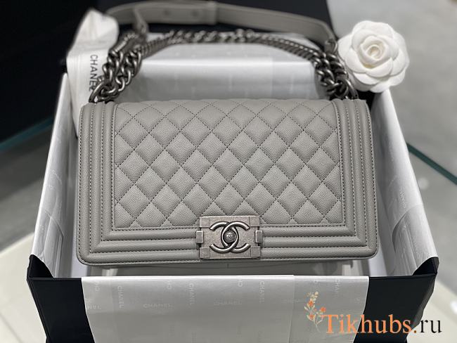 Chanel Leboy Grey Silver Caviar 25cm - 1