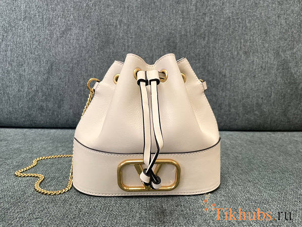 Valentino Mini Bucket Bag Vlogo Sigbature Chain White 20x18x7cm - 1