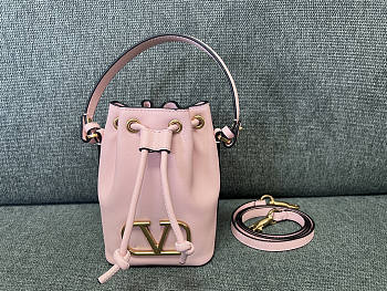 Valentino Mini Vlogo Signature Bucket Bag Nappa Leather Pink 12x18x10cm