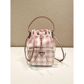 Prada Duet Printed Re-Nylon Bag Pink 22.5x17.5x12cm